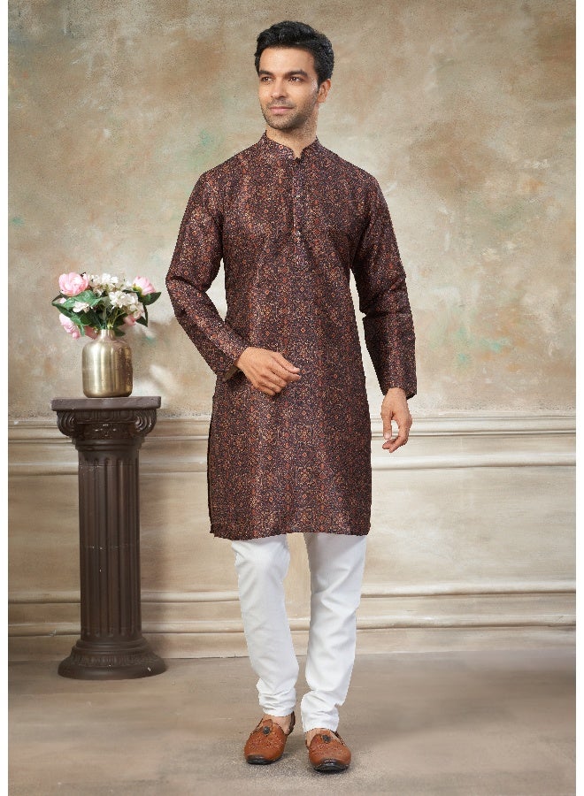 OUTLUK Brown Premium Silk Kurta for Men - Image 1